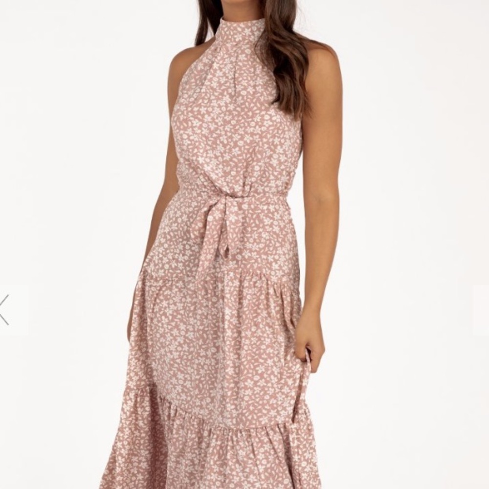 🆕 Pink floral print midi dress